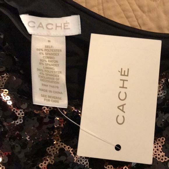 Off shoulder dressy sequined top. Brown back - Picture 3 of 3